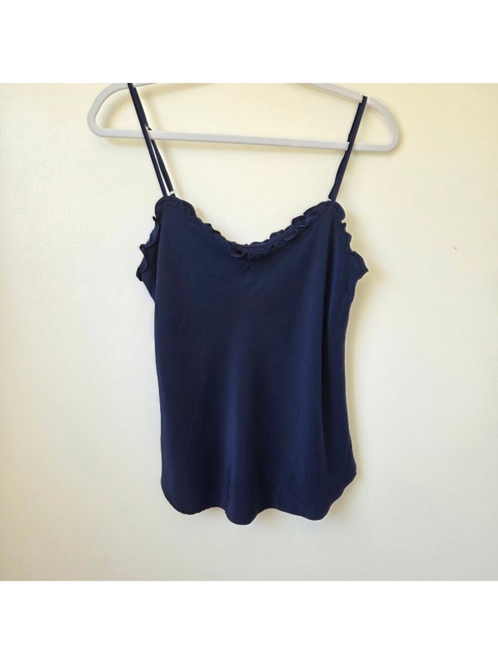 Reformation Navy Silk Camisole Top Ruffles Size Medium